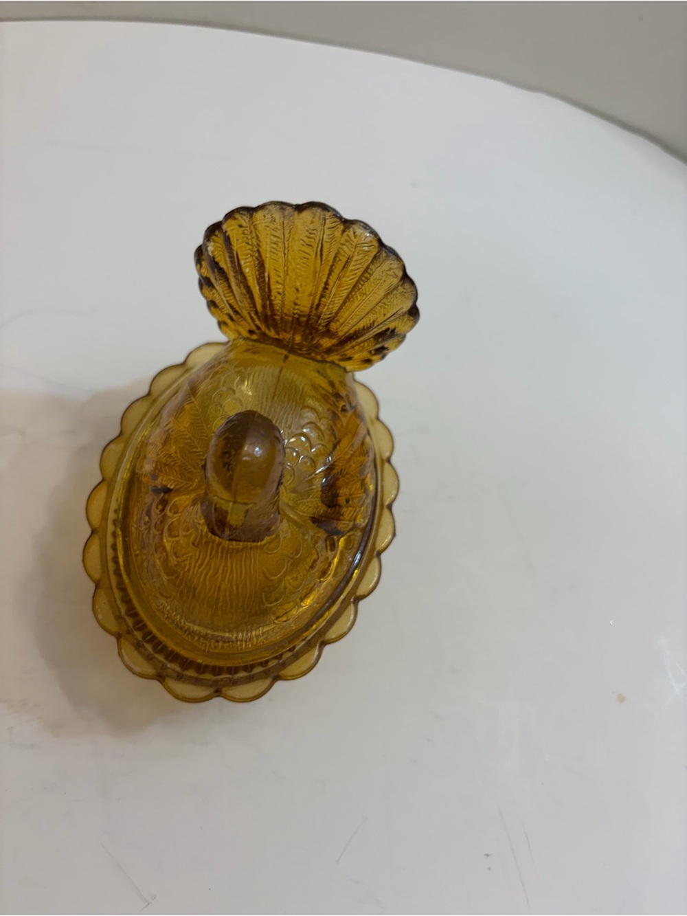 Vintage amber glass turkey on nest dish - Picture 2 of 8